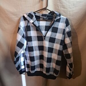 Cheval black white and gray checked sweatshirt